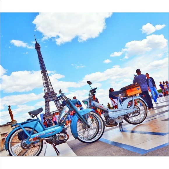 Eiffel tower and motocycles canvas wall art - Picture 1 of 1